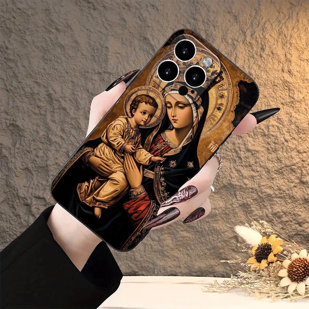 Retro Religious Icons Black Phone Case
