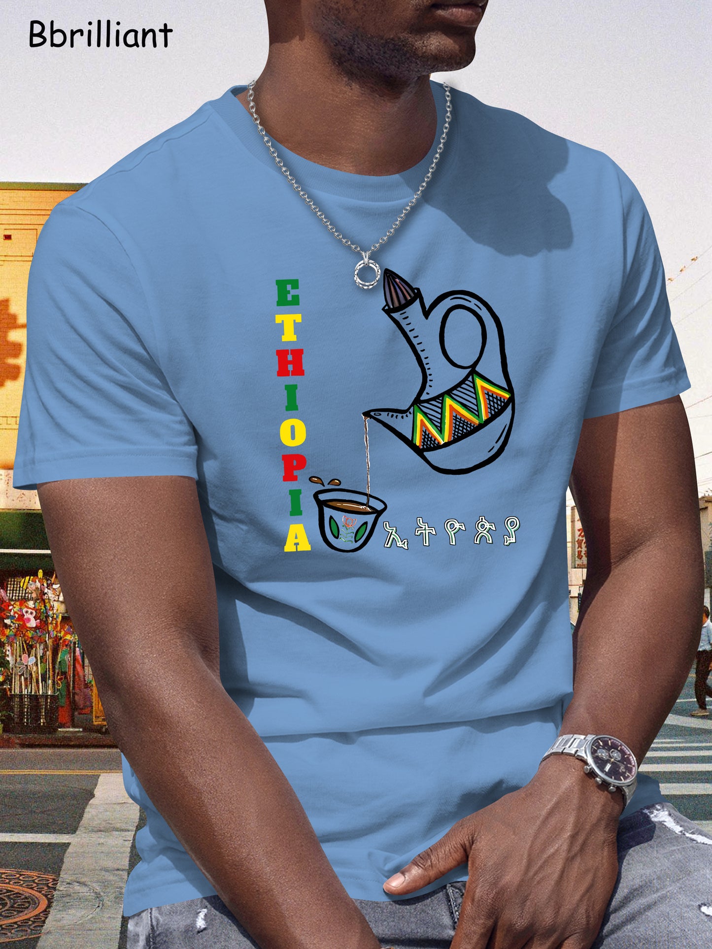 Men's Ethiopian Coffee Culture Graphic T-Shirt