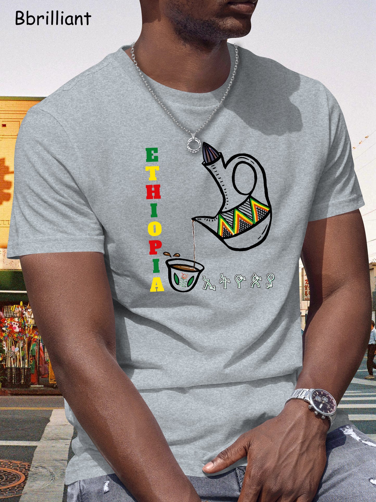 Men's Ethiopian Coffee Culture Graphic T-Shirt
