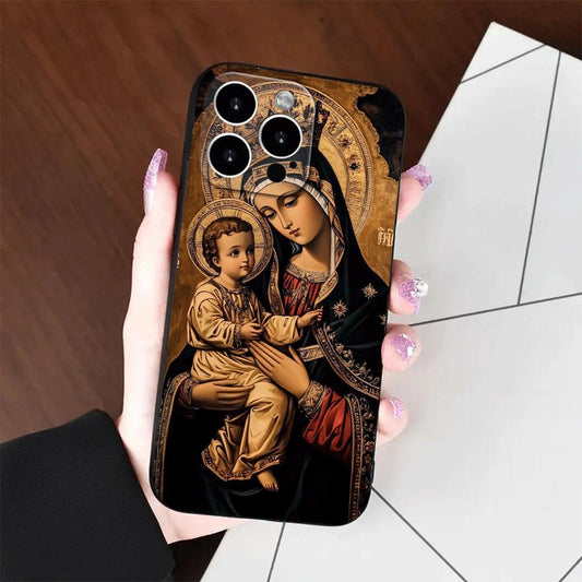 Retro Religious Icons Black Phone Case