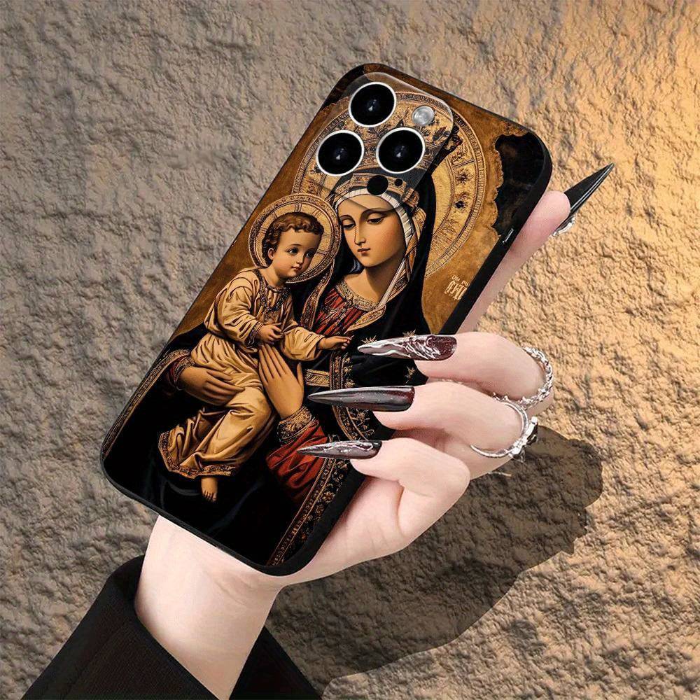 Retro Religious Icons Black Phone Case